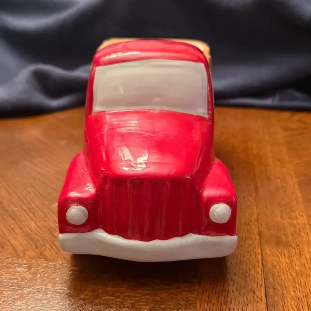 Rae Dunn Cheer Red Ceramic Toy Truck and Trailer Candle